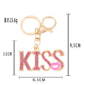 Rhinestone Kiss Letter Keychain Metal Lips Pendant Charm view 3
