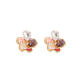 Blue Green and Pink Purple Faceted Flower Cluster Studs view 5