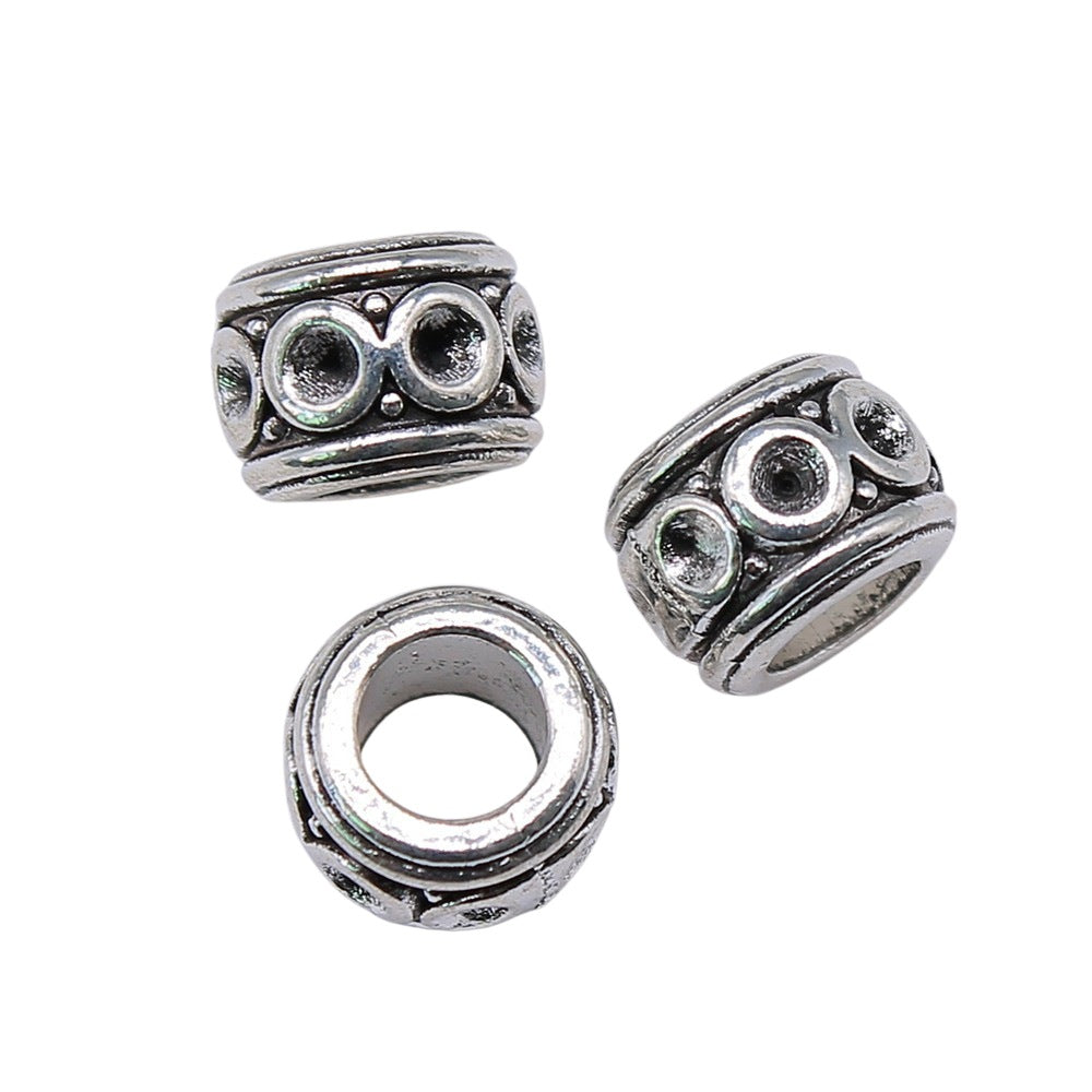 8x8x6mm 1.3g Multicolor Zinc Alloy Round Large Hole Spacer Beads for Bracelet Necklace DIY Jewelry Making