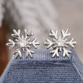 Layered Snowflake Crystal Stud Earrings in Silver Tone view 4