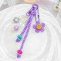 Smiley Daisy Flower Keychain with Pearl Beaded Cord view 3