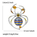 Enamel Rhinestone Spider Brooch Striped Body Blue Black view 6