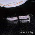Silver Tone Baguette Crystal Rectangle Stud Earrings view 4