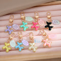 Gold Tone Balloon Dog Clip Keychains with Pearl Collars and English Tags view 5