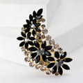 Rhinestone Floral Leaf Cluster Brooch Ten Colorways view 2