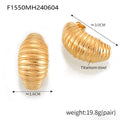 Ribbed Twisted Stripe Ear Studs Gold Silver Titanium Steel view 6
