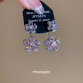 Pink Crystal U Shaped Flower Cluster Stud Earrings for Pierced Ears view 4