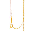 Asymmetric Freshwater Pearl Gold Organic Twist Necklace view 5