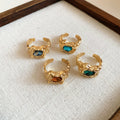 Irregular Textured Open Rings Colored Stone Four-Piece Sets view 7