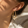 Textured U-Shaped Hoop Earrings Stainless Steel Metal view 3
