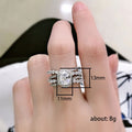Silver Tone Oval Halo Two Ring Set with Clear Stones view 5