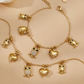 Gold Owl Heart Charm Necklace Bracelet Flower Pendant view 3