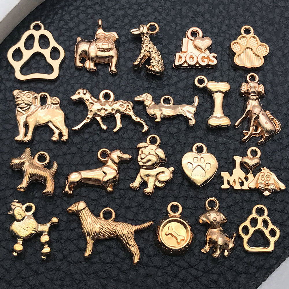 Zinc Alloy Pet Dog Paw Dog Bowl Heart Letter Charm Pendant for Earrings and Necklaces