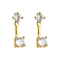 Gold-Tone Dual-Wear Clear Round Stone Stud Earrings view 5