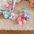 Fabric Flower Cluster Earrings in Two Color Mixes Statement Jewelry view 6