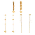 Gold Stainless Steel Star Tassel Drop Earrings Two Model Styles view 5