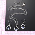Silver Tone Crystal Evil Eye Hook Earrings and Pendant Necklace view 4