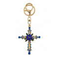 Rose Enamel Cross Keychain Rhinestone Metal Bag Charm view 5