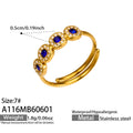 Gold and Silver Open Band Three Halo Colored Stone Rings view 8