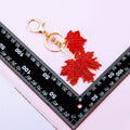 Jeweled Red Maple Leaf Keychain with Two Visually Matching Options view 6