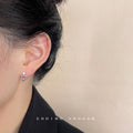 Mini Open Heart CZ Stud Drop Earrings Gold Silver Tones view 3
