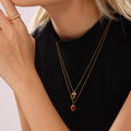 Gold Ball Chain Teardrop Zircon Pendant Necklace Color Combos view 4