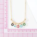 Gold Tone Multicolor Evil Eye Fringe Pendant Necklace view 3
