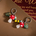 Colorful Mushroom Cactus and Bead Novelty Huggie Earrings view 4