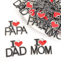 I Love Mom Dad and Papa Enamel Word Charms in Three Styles view 1