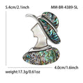 Abalone Shell Silhouette Lady Brooch with Wide Hat view 5