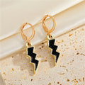 Gold Tone Enamel Lightning Bolt Huggie Drop Earrings in Six Colors view 6