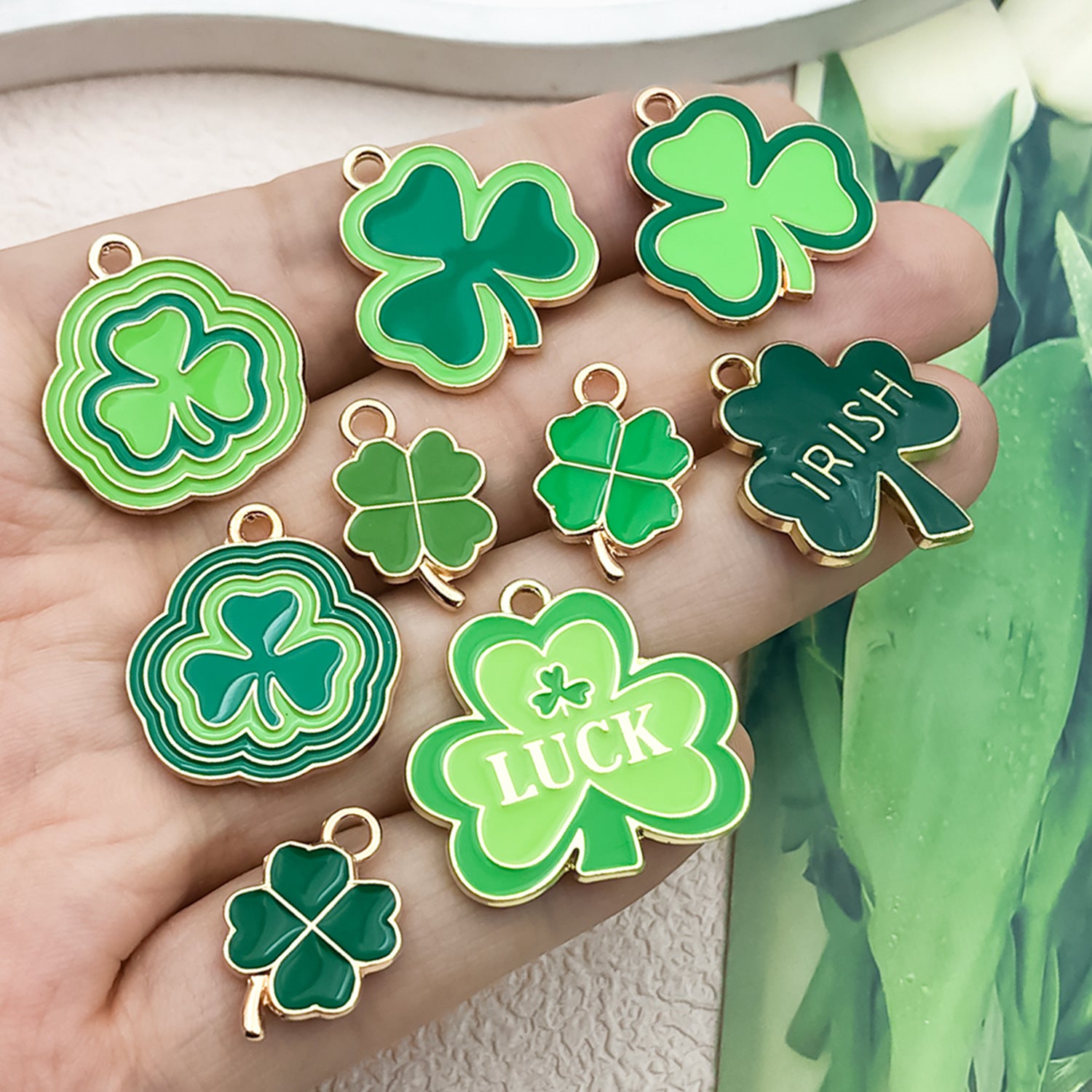 Zinc Alloy Irish Clover Hat Beer Festival Charm Pendant for Necklace Keychain DIY