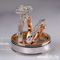 Square Halo Three-Ring Bridal Set In Silver, Gold, And Rose Tones view 4