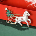 White Horse and Christmas Tree Sleigh Enamel Brooch view 4