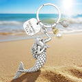 Silver Mermaid Dreaming of the Sea Pearl Shell Keychain view 1