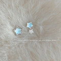 Silver Tone Pale Blue Star Asymmetric Stud Earrings For Women view 1