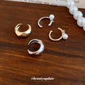 Gold and Silver Tone Polished Pearl Accent Ear Cuff Sets view 2