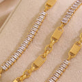 Crystal Baguette and Plate Link Bracelets in Gold and Silver Tone view 2