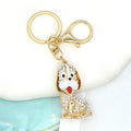 Rhinestone Enamel Sitting Puppy Keychain Gold Clasp view 2