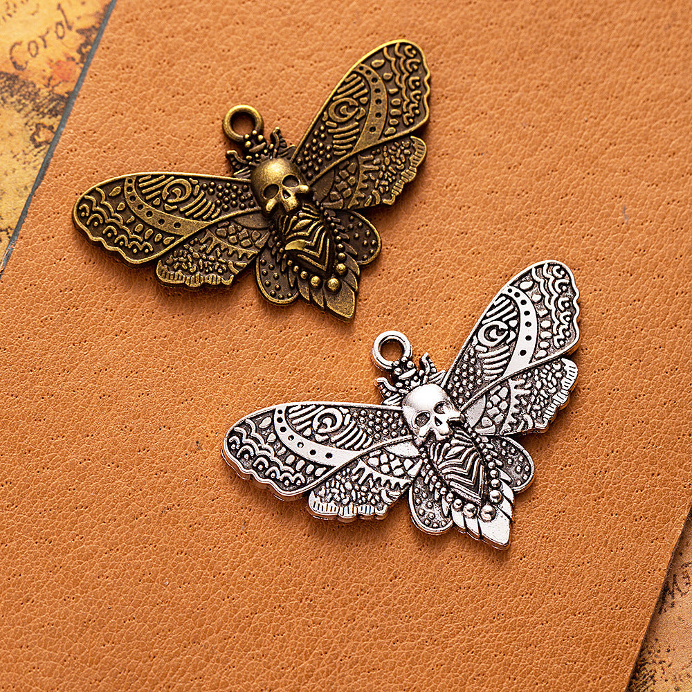 42x27mm Vintage Punk Alloy Moth Charm Pendant