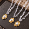 Crystal Chip Necklace Gold Oval Imitation Pearl Pendant view 2