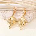 Gold Tone Body Part Motif Huggie Drop Earrings in Four Designs view 6