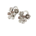 Textured Five Petal Flower Stud Earrings in Two Metal Tones view 5