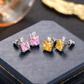 Pink Yellow Square Gem Necklace Stud Earring Options view 3