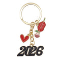 Gold 2026 Keychain Red Heart Lips Rose Enamel Charms view 5