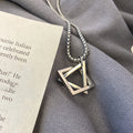 Silver Geometric Interlocking Triangle Box Chain Necklace view 6