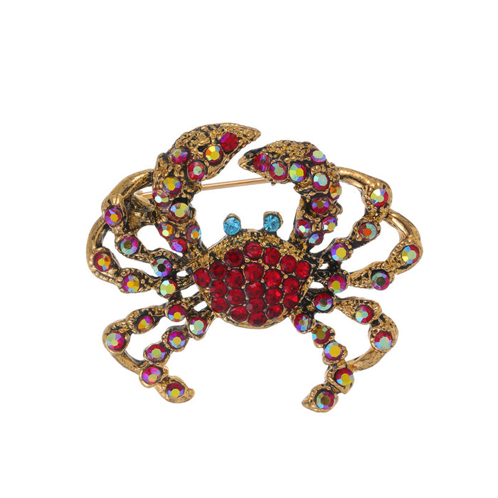Crab Crystal Two Designs Metal Brooch Pin for Jackets and Lapels