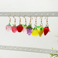 Eight-Style Strawberry Lemon Pear Grape and Peach Dangle Earring Collection view 3