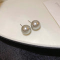 Gray Pearl Stud Earrings in Four Graduated Round Sizes view 8