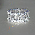Silver Tone Baguette Crystal Wide Band Ring Polished Metal Jewelry view 2